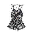 Baby Girls Leopard Rompers Sleeveless Button Playsuit Jumpsuits Fashion Outfits For Girls Kids Between 2-6 Years