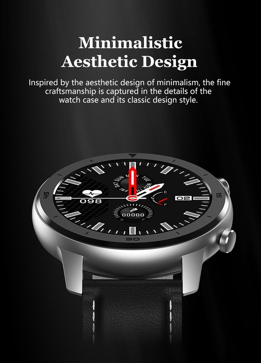 Modern Full Round Touch Display Smart Watch for Men In Business Luxury Style With IP68 Waterproof Protection and Heart Rate Blood Pressure Monitor 5 Days Standby Smartwatch - SJB-DIAMOND ELITES