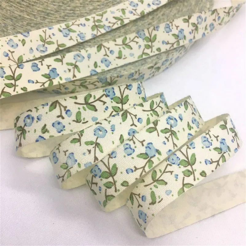5Y 1.5cm/2.5cm Flowers Printed Cotton Floral Ribbon For Handmade DIY Craft Scrapbook Gift Packing Easter Wedding Christmas Deco Lootquake LLC