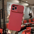 Sliding Lens Protective Silicone Case For iPhone 11 Pro Max Mini 12 Pro 13 Push Cover iphone Slide Camera Cover Case with Camera Lens Protector Cover Silicone Bumper Slim Phone Cover Compatible with iPhone Stevvex