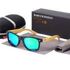 STEVVEX Bamboo Shades Dark Sunglasses Square Night Glasses Polarized Wood Handmade Eyewear For Women and Men With UV400 Protection - SJB-DIAMOND ELITES