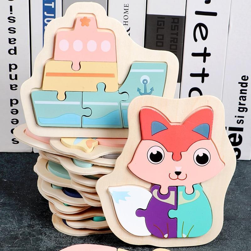 Wooden Children Colorful Animal Stevvex Puzzle for Toddler Creative Puzzle Early Educational Toys for Boys and Girls 2-4 - SJB-DIAMOND ELITES