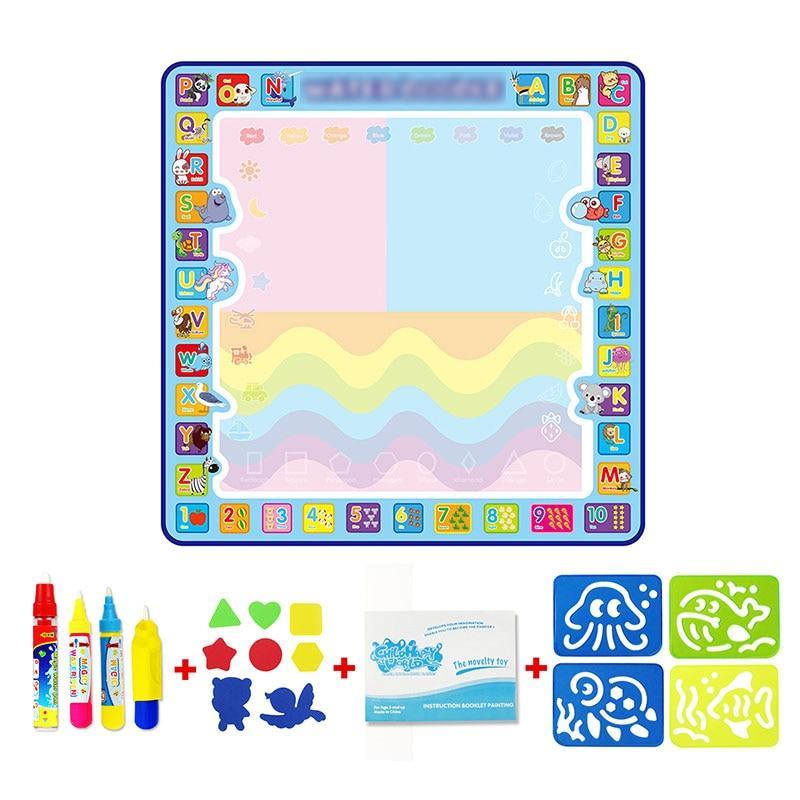 Coolplay 100x100cm Magic Water Drawing Mat Doodle Mat & 4 Drawing Pens & 1 Stamps Set Painting Board Educational Toys for Kids - SJB-DIAMOND ELITES