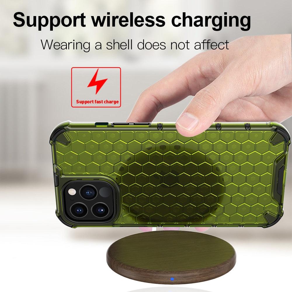 Ultra-Protective Phone Case Shockproof Case for iPhone 12 Mini 12 Pro 11 Pro Max 6s Plus Honeycomb Phone Cover for iPhone SE 7 8 XR XS Max Shock Absorption Protection Shockproof Soft Material Protective Case Suitable for iPhone Stevvex