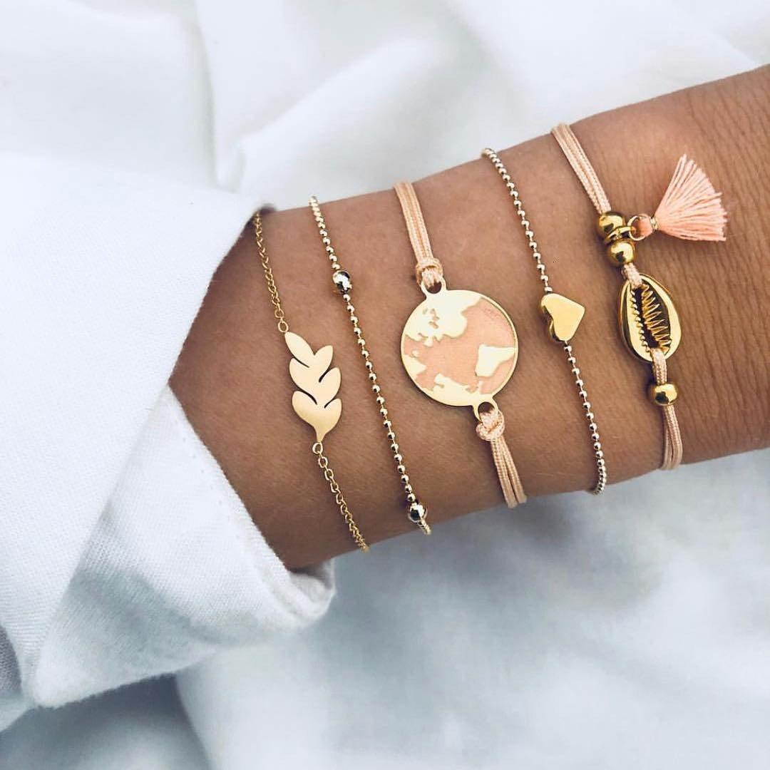 Boho Rose Map Bracelets & Bangles for Women Bohemian Round  Charm Bracelet Set Fashion Multilayer Accessories Luxury Jewelry - SJB-DIAMOND ELITES