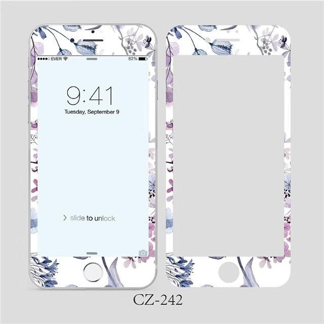 3D Curved Edge Tempered Glass for iPhone 6 6s 7 8 Plus Fashion Flowers Pattern Screen Protector Protective Film Tempered Glass Screen Protector Designed for iPhone Stevvex