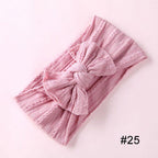 Modern Braid Nylon Bow Knot Solid Wide Nylon Headbands Turban Baby Girls Head Wrap For Girls