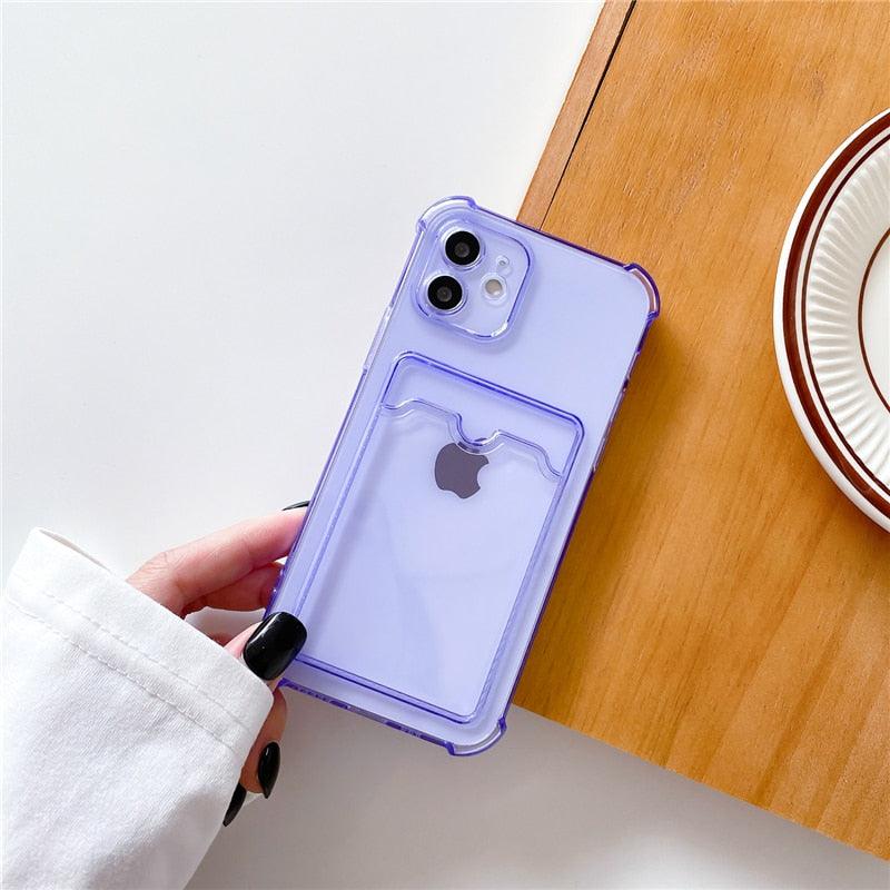 Transparent Wallet Case For iPhone 14 13 12 Pro Max Mini  Shockproof Cover with Card Slots Pockets Slim Fit Thin Protective Soft Shock-Absorbing Lightweight Wallet Case Stevvex