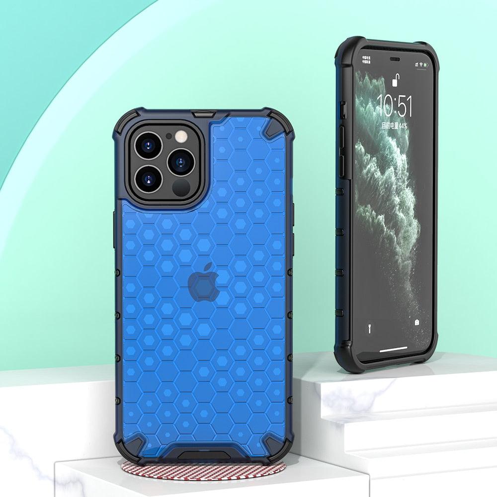 Ultra-Protective Phone Case Shockproof Case for iPhone 12 Mini 12 Pro 11 Pro Max 6s Plus Honeycomb Phone Cover for iPhone SE 7 8 XR XS Max Shock Absorption Protection Shockproof Soft Material Protective Case Suitable for iPhone Stevvex