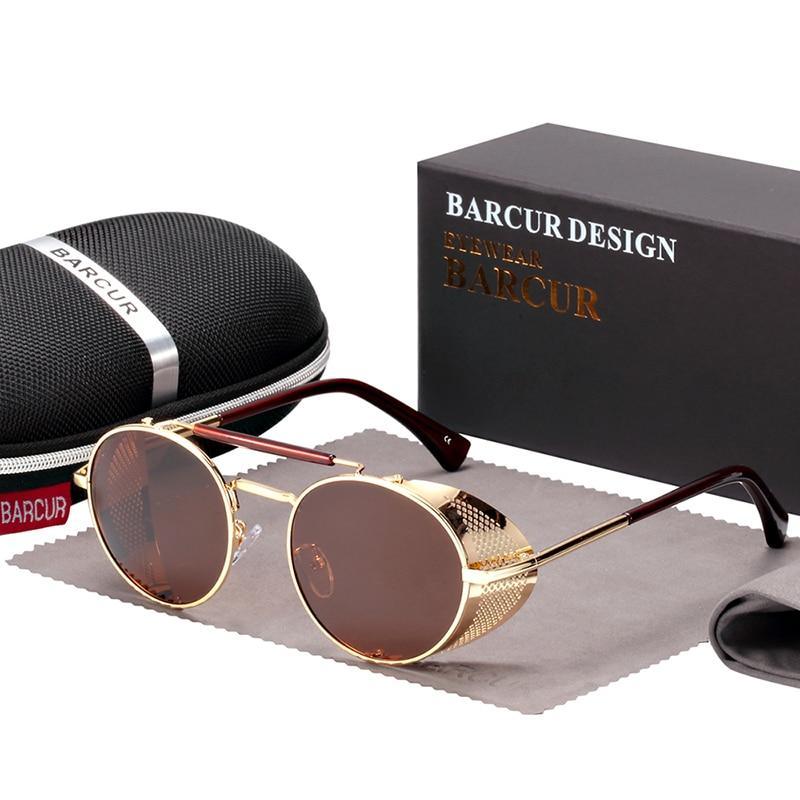 Luxury Round Metal Polarized Steampunk Round Sunglasses Retro sun glasses Glasses Vintage Style For Men and Women With UV400 Protection - SJB-DIAMOND ELITES