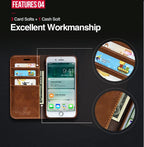 Brown Genuine Leather Flip Case For iPhone Luxury Wallet Card Cover For iPhone 14 13 Leather iPhone Case Kickstand Card Holder Flip Leather Wallet Phone Case Stevvex