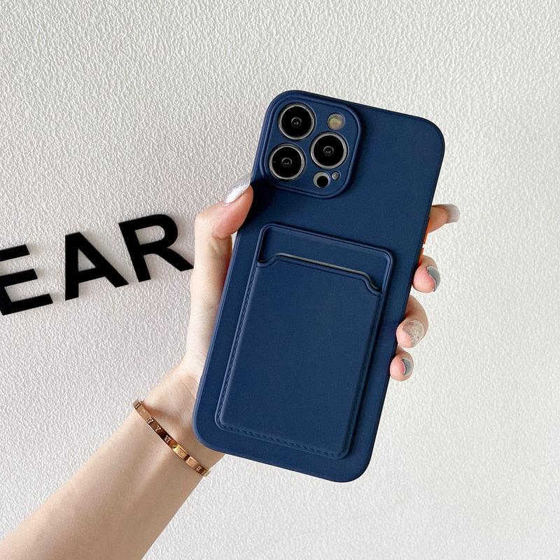Soft Silicone Phone Case For iPhone 14 13 Pro Max 13Pro Silicone Soft Mobile Phone Case Wallet Card Holder Cover Slim Fit Thin Protective Soft Shock-Absorbing Wallet Case Stevvex