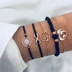 Fashion Bohemia Leaf Round Knot Cuff Bangle Gold Chain Charm Bracelet  for Women Simple Geometric Bracelets Luxury Jewelry - SJB-DIAMOND ELITES