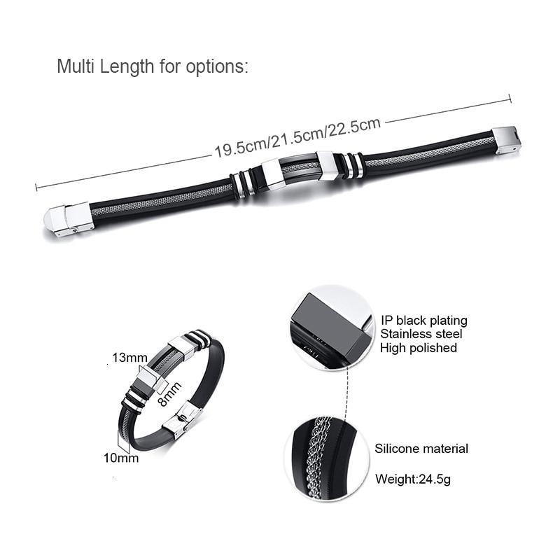 Stainless Steel Bracelet Men Wrist Band Black Grooved Rudder Silicone Mesh Link Insert Punk Wristband Stylish Casual Bangle Cool Gift - SJB-DIAMOND ELITES