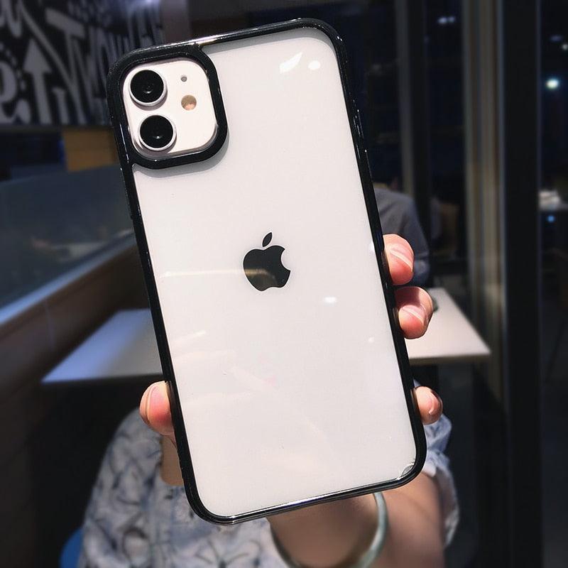 Transparent Shockproof Bumper Phone Case For iPhone 11 12 13 14 Pro Max Mini Cute Candy Color Hard Cover  Luxurious Translucent Case for iPhone Stevvex