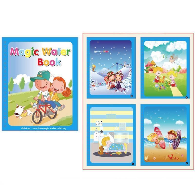 1pcs Magical Book Water Drawing Coloring Cartoons Books Doodle Pen Painting Drawing Board For Kids Toys Birthday Gift - SJB-DIAMOND ELITES