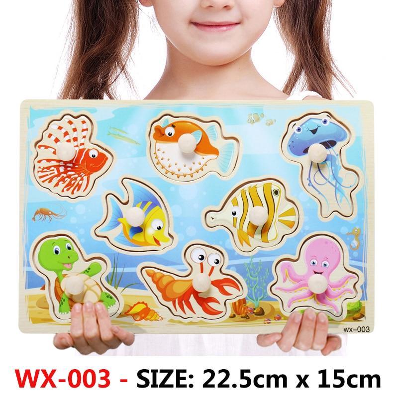 New Hand Grab Board Wooden Puzzle Toys for Children Cartoon Animal Fruit  Kids Baby Early Educational Learning Toy - SJB-DIAMOND ELITES