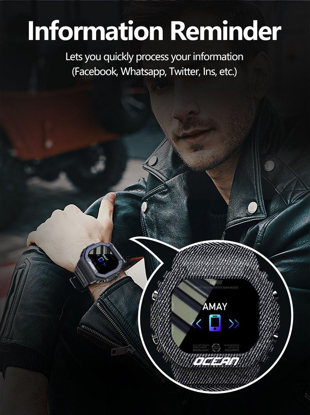 Ocean Army Smart Watch For Menand Woman For  Fitness and Sport With Tracker Blood Pressure Message Push Heart Rate Monitor and Clock Smartwatc For Android - SJB-DIAMOND ELITES