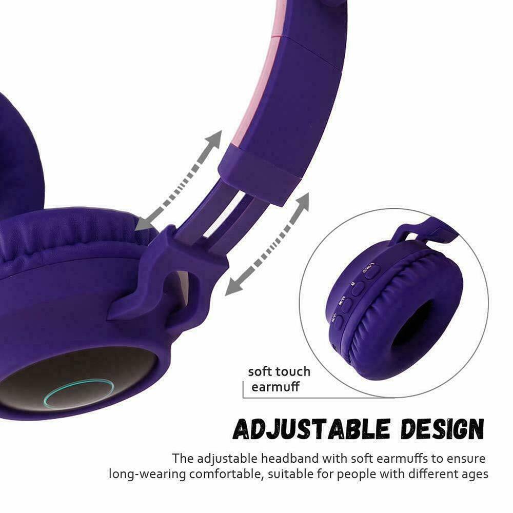KIds Luxury Interesting Stevvex Portable Headset Wireless Bluetooth folding Headphones Headset Audio Adjustable Game Earphones With Microphone For PC phone (Pink) - SJB-DIAMOND ELITES