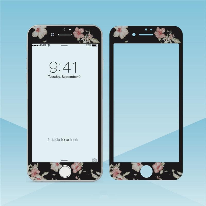 Flowers Cartoon Screen Protector For iPhone 13 12 11 Pro Max Soft Edge Tempered Glass on For iPhone XS MAX XR 7 8 PLUS Lovely Easy Installation Frame 9H Hardness Full Coverage Bubble Free Cute Lovely Cherry Blossom Design Glass For iPhone Stevvex