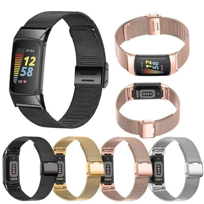 Fitbit Charge 5 6 Metal Band - Sleek Modern Design - SJB-DIAMOND ELITES