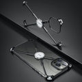 Luxury Phone Case For iPhone 12 Pro Metal Frame Shape Shockproof Cover Bumper Back Cool Case Aluminum Metal X-Frame Support Bumpers Compatible iPhone Stevvex