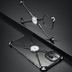 Luxury Phone Case For iPhone 12 Pro Metal Frame Shape Shockproof Cover Bumper Back Cool Case Aluminum Metal X-Frame Support Bumpers Compatible iPhone Stevvex