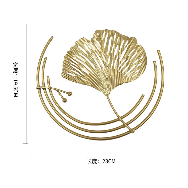 Ginkgo Leaf Metal Wall Decor Pendants Wrought Iron Wall Hanging Ornament Retro Nordic Room Decor Home Decoration Accessories Pi-Mart