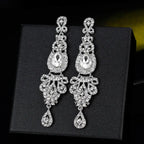 TREAZY Fashion Crystal Wedding Drop Earrings for Women Silver Color Bridal Dangle Earrings Brides Gifts Birthday Party Jewelry