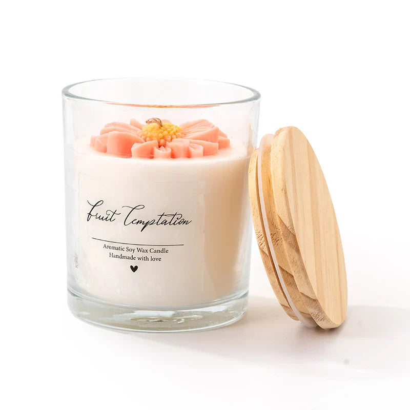 AIKUN Long-Lasting Aromatherapy Soy Wax Daisy Glass Jar Scented Candle with Essential Oils for Home Decor Gift Set Lootquake LLC