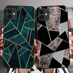 Unique Abstract Ultra Thin Sparkle Soft Silicone Case For iPhone XS Max 8 7 Plus X XR 6 6S 5S Mini Black Phone Case Marble Geometric Art Soft Silicone Cover Stevvex