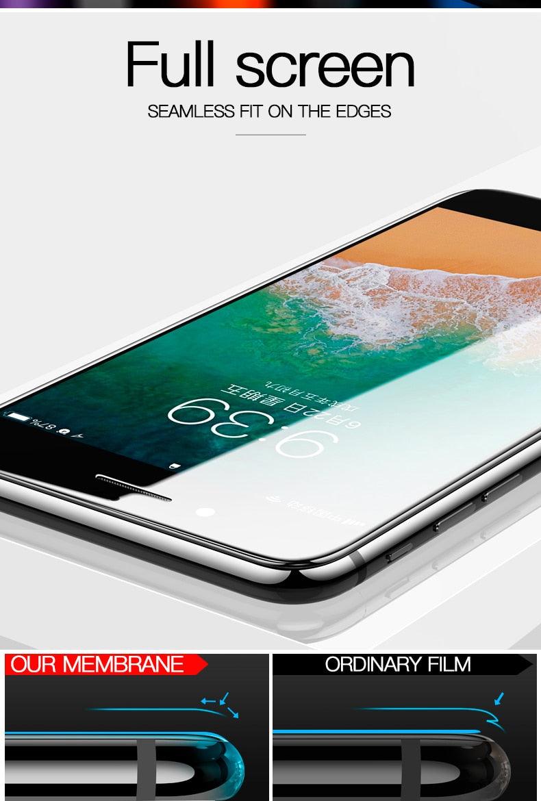 Curved Edge Tempered Glass For iPhone 12 11 Pro Xr X Xs Max Screen Protector For iPhone 6 6s 7 8 Plus SE 2020 Protective Film  Real Premium Tempered Glass Film Screen Protector for Iphone Stevvex