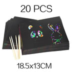 Magic Rainbow Color Scratch Art Paper Card Set With Graffiti Stencil Drawing Board Stick Art Painting Educational Toys - SJB-DIAMOND ELITES
