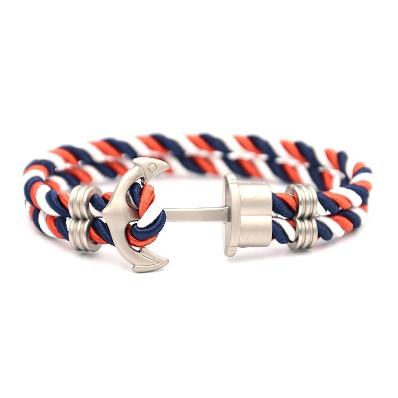 Luxury Modern Handmade Stainless Stell Men Anchor Bracelet made of Nylon in Navy Blue Color For Man - SJB-DIAMOND ELITES