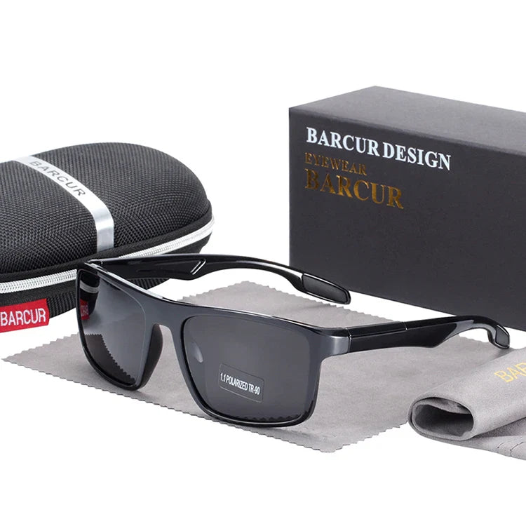 BARCURTR90 Ultralight Polarized Sunglasses for Men Vintage Square Eyewear with UV400 Protection for Summer Stevvex