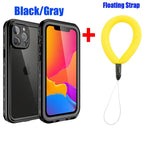 Waterproof For iPhone 14 13 12 11 Pro Max Case Red Clear Cover Diving Underwater Swim Outdoor Sports Built-in Screen Protector Full Body Heavy Duty Protective Cover for iPhone
