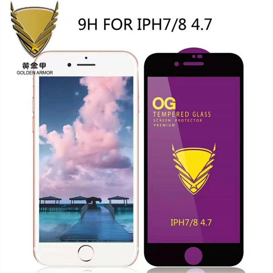 3PCS Tempered Glass OG Screen Protector for iPhone 14 13 12 11 Pro XS Max X XR Full Glue Cover Big Curved 7 8 Full Coverage Screen Protector iPhone Glass Screen Protector Stevvex