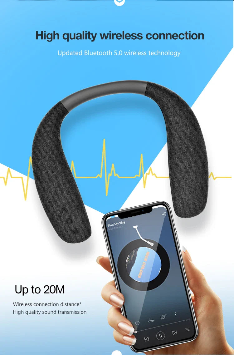 Neckband Bluetooth Speakers 12H music Wireless Wearable Speaker True 3D Stereo Sound Portable Personal Speakers with microphone Lootquake LLC