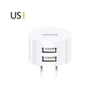 White Fast Charging 2.1A 2 Port EU/UK/US Plug Wall Charger Mobile Round Phone Chargers