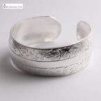 Big Elegant Luxury Amazing Classic Fashion Flower Metal Tibetan Indian Silver Vintage Retro Fashion Cuff Bracelet Bangle For Woman With Details of Animals - SJB-DIAMOND ELITES