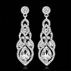 TREAZY Fashion Crystal Wedding Drop Earrings for Women Silver Color Bridal Dangle Earrings Brides Gifts Birthday Party Jewelry