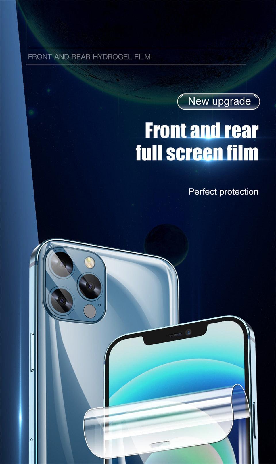 Full Cover Hydrogel Film For iPhone 13 7 8 Plus 6 6s Screen Protector 11 12 13 Pro mini XR X XS Max SE 2020 Back Film Not Glass Full Cover Screen Protector for iPhone Stevvex