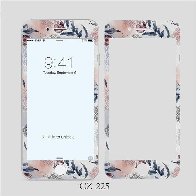 3D Curved Edge Tempered Glass for iPhone 6 6s 7 8 Plus Fashion Flowers Pattern Screen Protector Protective Film Tempered Glass Screen Protector Designed for iPhone Stevvex