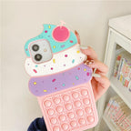 3D Delicious Cherry Ice Cream Silicone Phone Case For iphone 13 12 11 Pro Max Xs Xr 7 8 Plus X Se finger bubble game soft cover 3D Cartoon Cupcake Shape Soft Silicone Full Protection Shockproof Case Stevvex