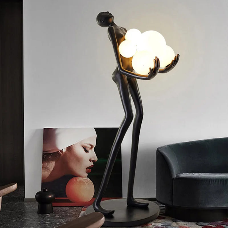 Modern Human Body Resin Decorative Abstract Statue Sculpture Lamp Floor Art Light Women Lady Home Decor Animal Decorative Bronze