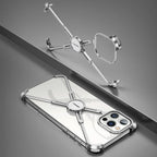 Luxury Phone Case For iPhone 12 Pro Metal Frame Shape Shockproof Cover Bumper Back Cool Case Aluminum Metal X-Frame Support Bumpers Compatible iPhone Stevvex