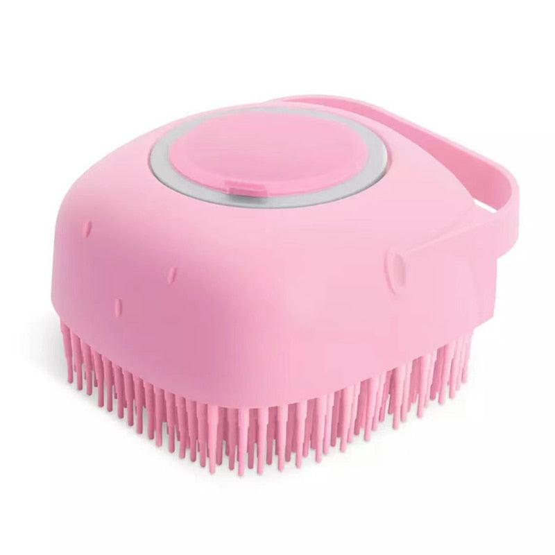 Pet Dog Cat Bath Brush 2-in-1 Pet  Massage Comb Soft Silicone Pet Shower Hair Grooming Comb Dog Cleaning Tool Pet Supplies Pet Brush Bath Massage Brush Shampoo Dispenser for Pet Stevvex