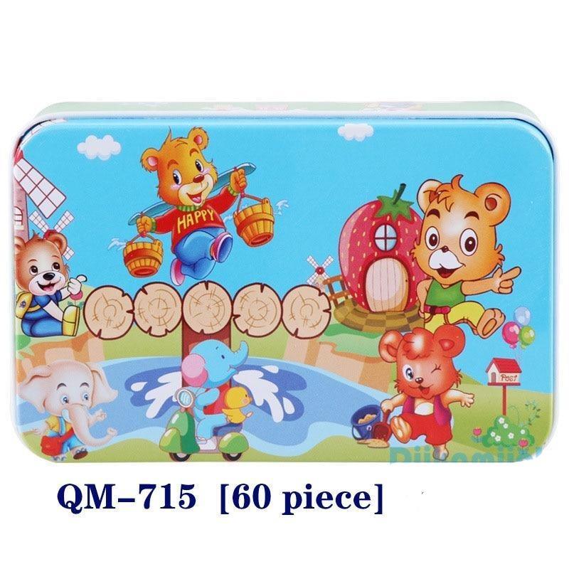 New 60 Pieces Wooden Puzzle Kids Toy Cartoon Animal Wooden Puzzles Child Early Educational Learning Toys for Christmas Gift - SJB-DIAMOND ELITES