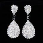 TREAZY Fashion Crystal Wedding Drop Earrings for Women Silver Color Bridal Dangle Earrings Brides Gifts Birthday Party Jewelry