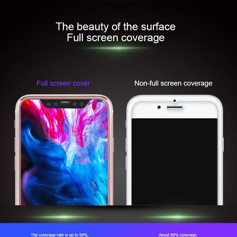 10D Curved Edge Aluminum Alloy Tempered Glass for iPhone X XS MAX 11 12 Pro Max mini 6 6S 7 8 Plus Full Cover Screen Protector  Titanium Alloy Metal Edge Full Coverage Front Tempered Glass Screen Protector for iPhone Stevvex